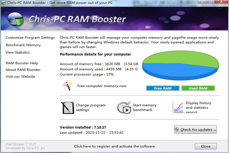 《Chris-PC RAM Booster32位7.12.18》软件免费下载|网络工具·7.12.18  第2张